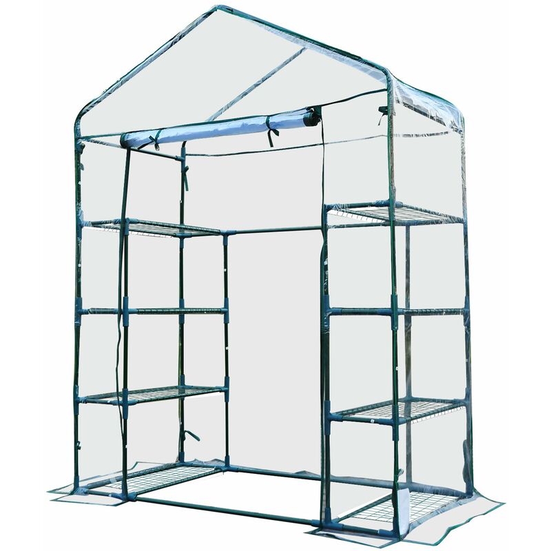 foto del prodotto giordanoshop serra da giardino con porta avvolgibile 143x73x195 cm in acciaio e pvc verde