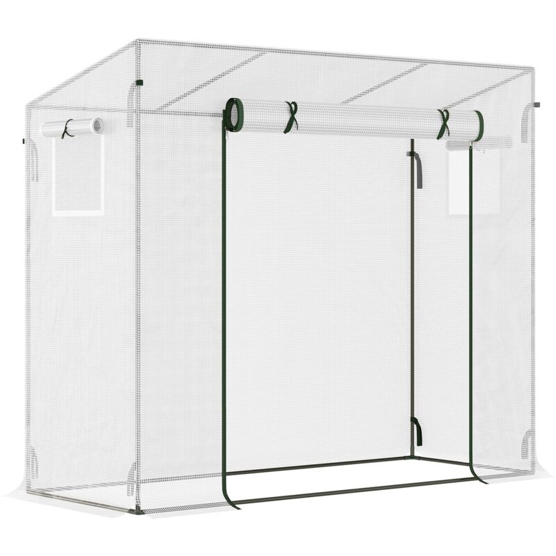 foto del prodotto giordanoshop serra da giardino con porta avvolgibile 200x76x168 cm in acciaio e pe bianca