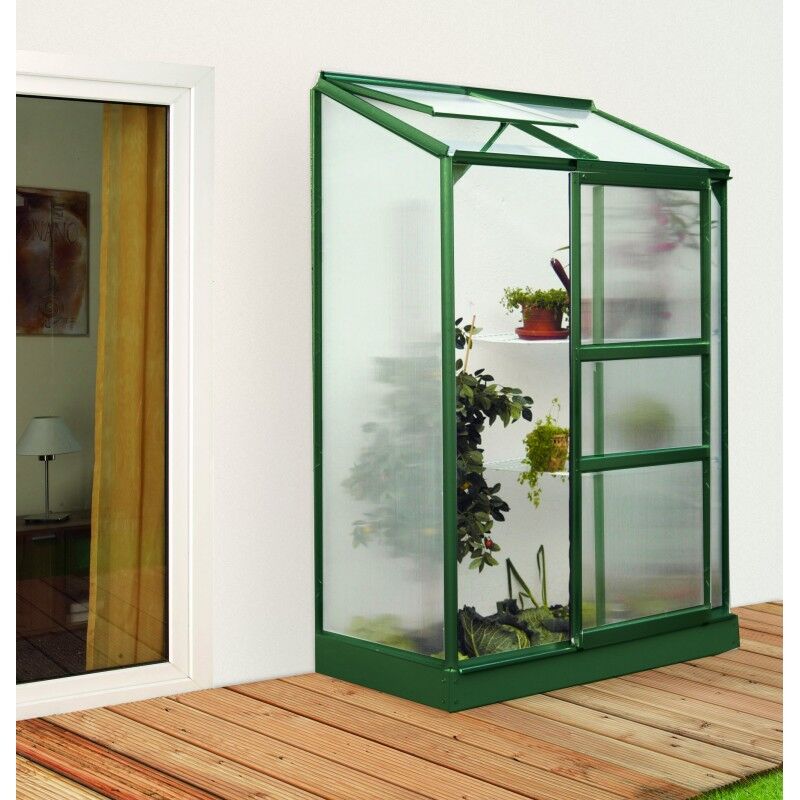 foto del prodotto giordanoshop serra da parete vitavia ida 900 69x131x182 cm in alluminio verde e policarbonato