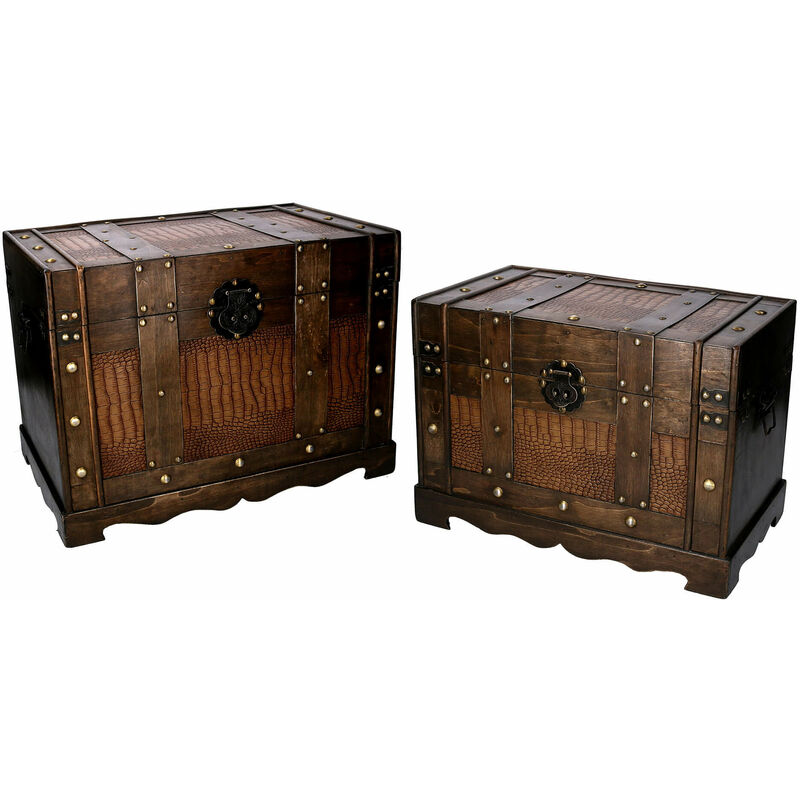foto del prodotto giordanoshop set 2 baule in legno marrone rettangolare