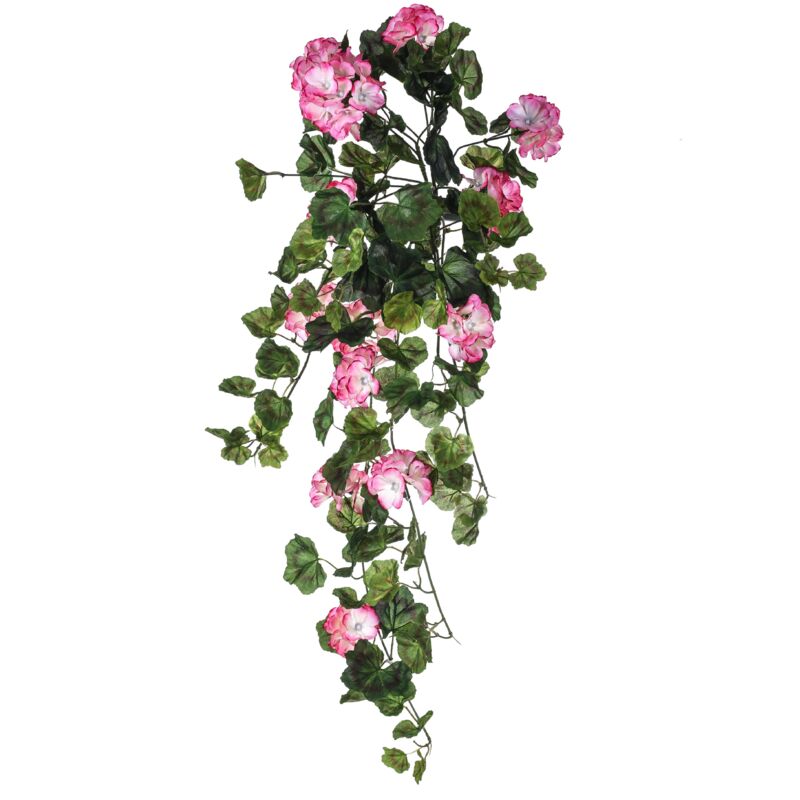 foto del prodotto giordanoshop set 2 cespuglio di geranio artificiale pendente altezza 80 cm bianco