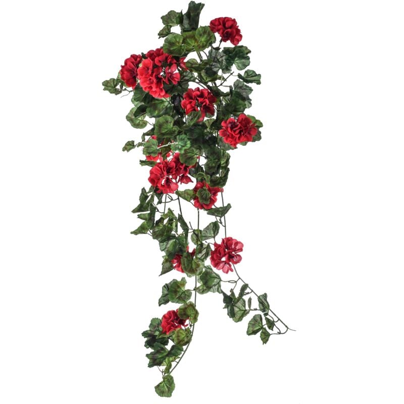 foto del prodotto giordanoshop set 2 cespuglio di geranio artificiale pendente altezza 80 cm rosso