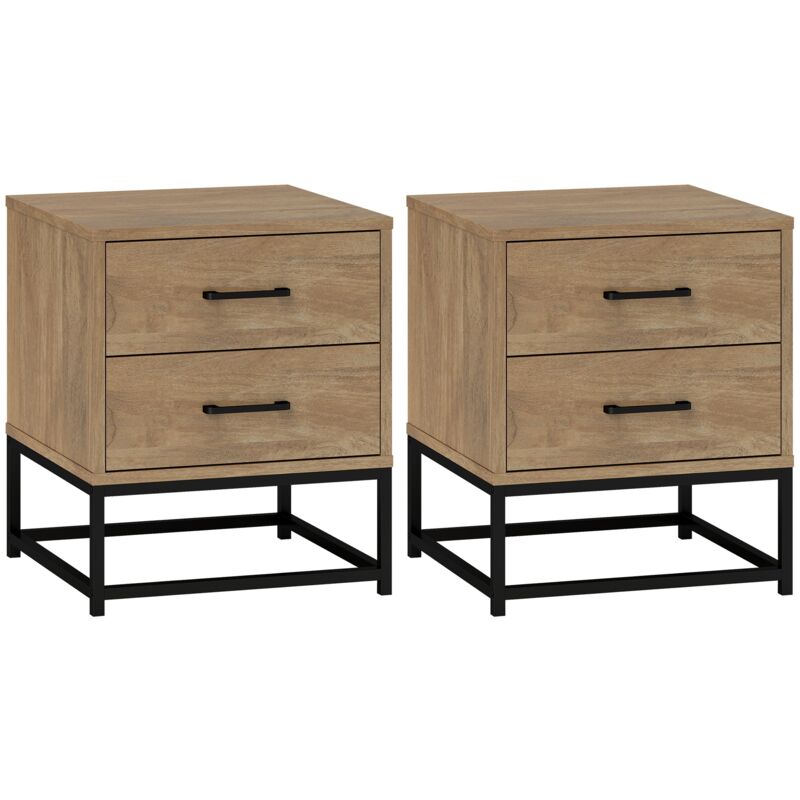 foto del prodotto giordanoshop set 2 comodini stile industriale 40x39,5x48 cm in legno e acciaio