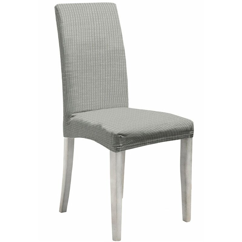 foto del prodotto giordanoshop set 2 coprisedie con schienale elasticizzati in poliestere leslie grigio chiaro