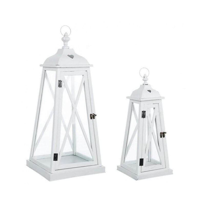 foto del prodotto giordanoshop set 2 lanterne cross cuore piramide bia in metallo