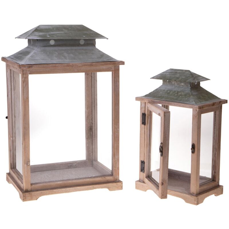 foto del prodotto giordanoshop set 2 lanterne in legno h 47 cm