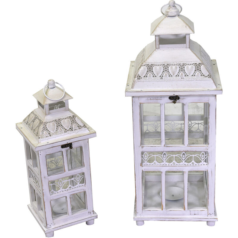 foto del prodotto giordanoshop set 2 lanterne in legno in metallo sbiancato quadro