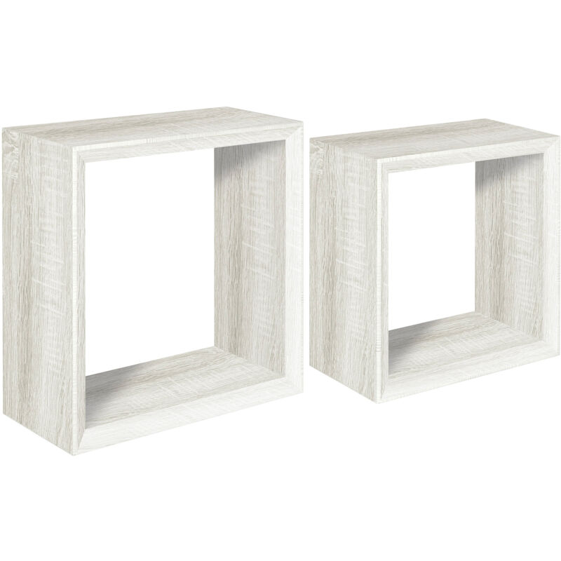foto del prodotto giordanoshop set 2 mensole cubo da parete quadrato in fibra di legno ginevra rovere sbiancato