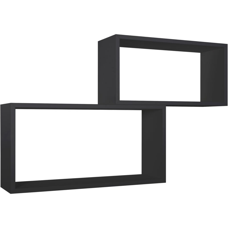 foto del prodotto giordanoshop set 2 mensole cubo da parete rettangolare in fibra di legno bislungo nero
