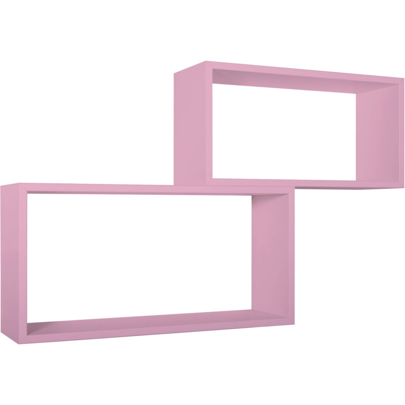 foto del prodotto giordanoshop set 2 mensole cubo da parete rettangolare in fibra di legno bislungo rosa blush
