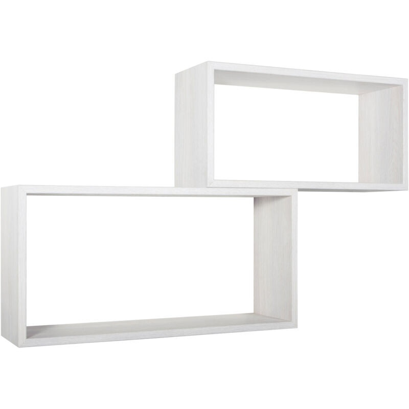 foto del prodotto giordanoshop set 2 mensole cubo da parete rettangolare in fibra di legno bislungo rovere sbiancato