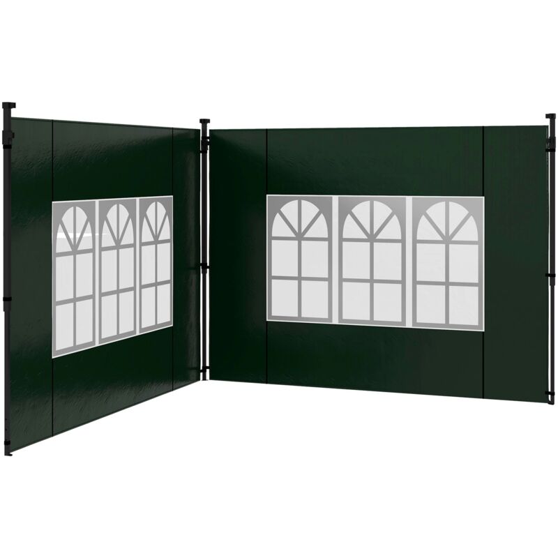foto del prodotto giordanoshop set 2 pareti laterali per gazebo 3x3m e 3x6m con finestre 293x193 cm in pe e plastica verde