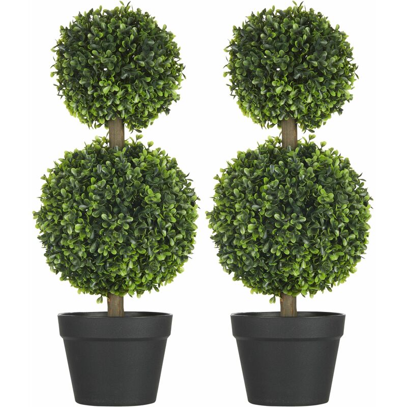 foto del prodotto giordanoshop set 2 piante artificiali bosso h60 cm con vaso verde