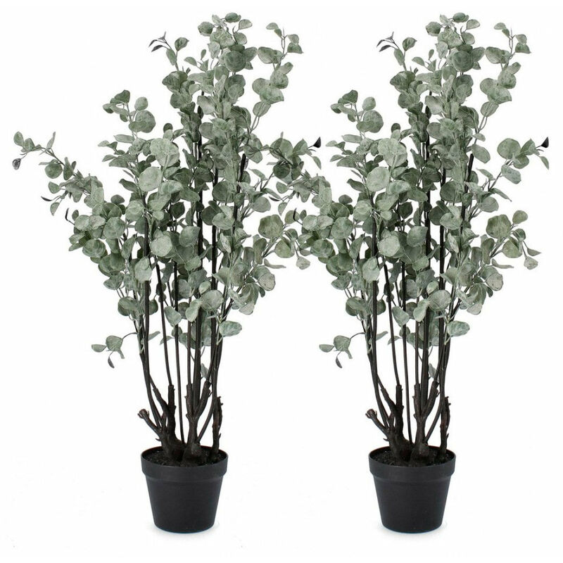 foto del prodotto giordanoshop set 2 piante artificiali con vaso 58x110 cm eucalipto in plastica