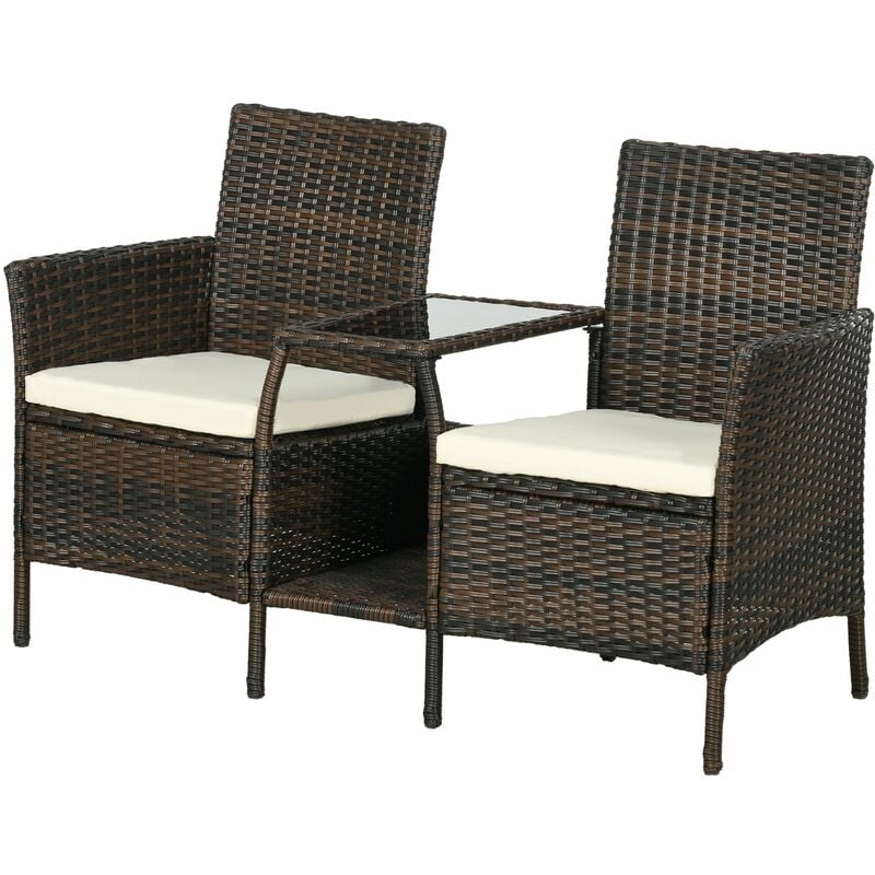 foto del prodotto giordanoshop set 2 poltrone moderne con tavolino caff da giardino 138x60x87 cm in rattan marrone