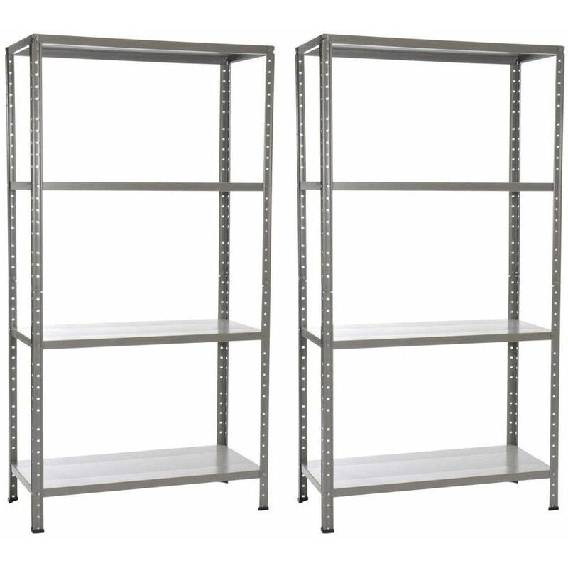 foto del prodotto giordanoshop set 2 scaffali in metallo 4 ripiani 60x30x140 cm grigio