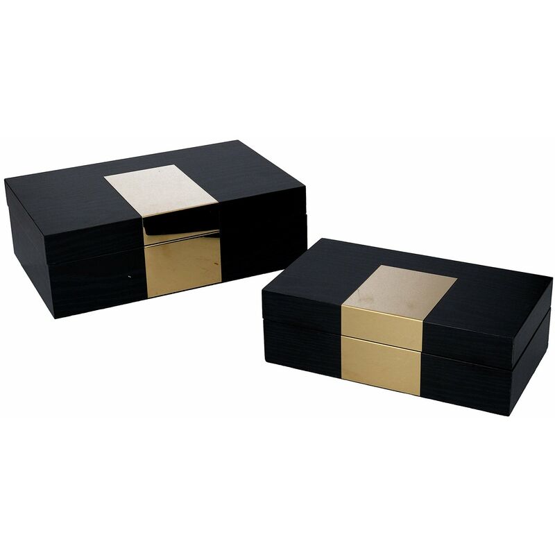 foto del prodotto giordanoshop set 2 scatole in legno nero rettangolare
