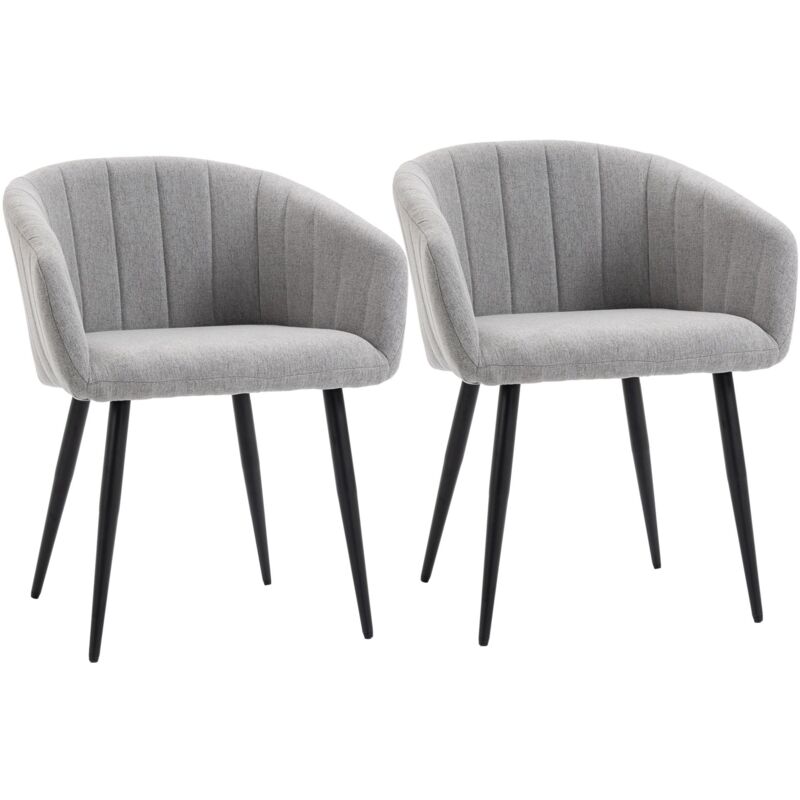 foto del prodotto giordanoshop set 2 sedie imbottite 62x56x76 cm in tessuto effetto lino grigio chiaro