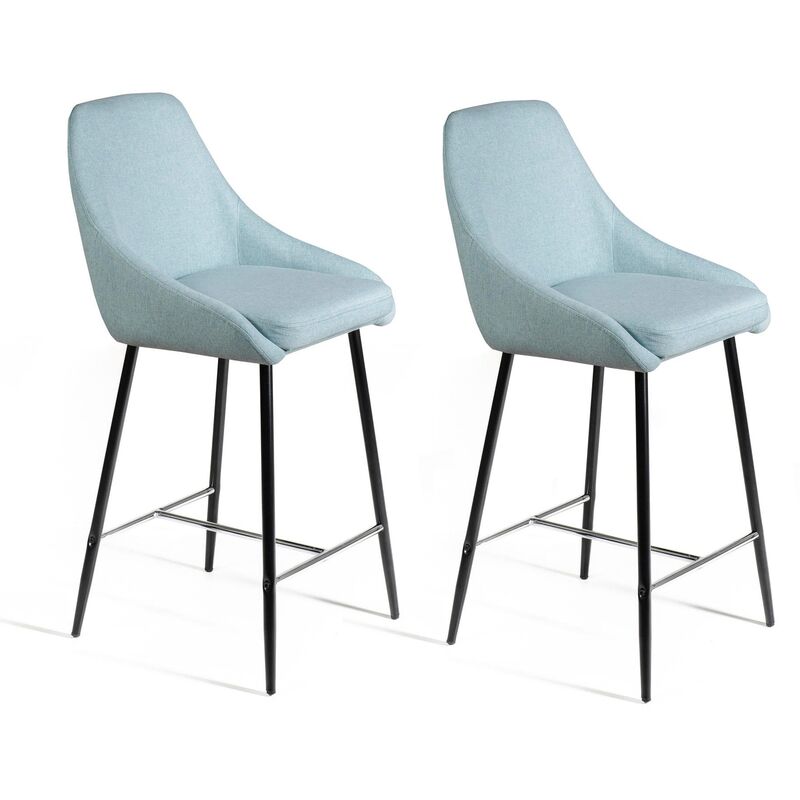 foto del prodotto giordanoshop set 2 sgabelli 46x49x97 cm in tessuto ray acquamarina