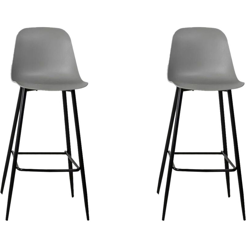 foto del prodotto giordanoshop set 2 sgabelli 47x37xh103 cm in polipropilene e metallo frida grigio chiaro