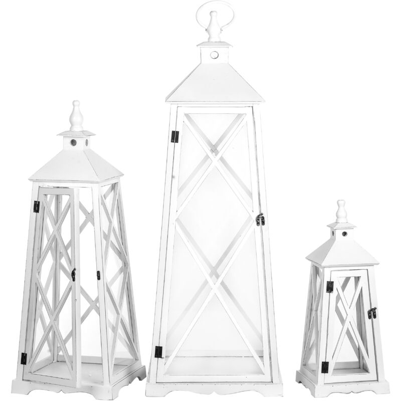 foto del prodotto giordanoshop set 3 lanterne in legno h 112 cm