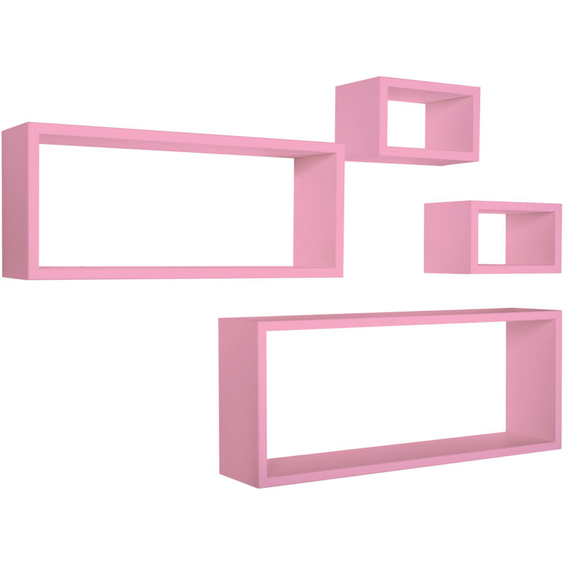 foto del prodotto giordanoshop set 3 mensole cubo da parete quadrato e rettangolare in fibra di legno merlino rosa blush