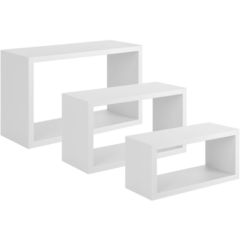 foto del prodotto giordanoshop set 3 mensole da parete rettangolare in fibra di legno trittico bianco