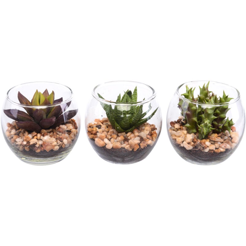 foto del prodotto giordanoshop set 3 piante artificiali piante grassa con vasi h 75 cm