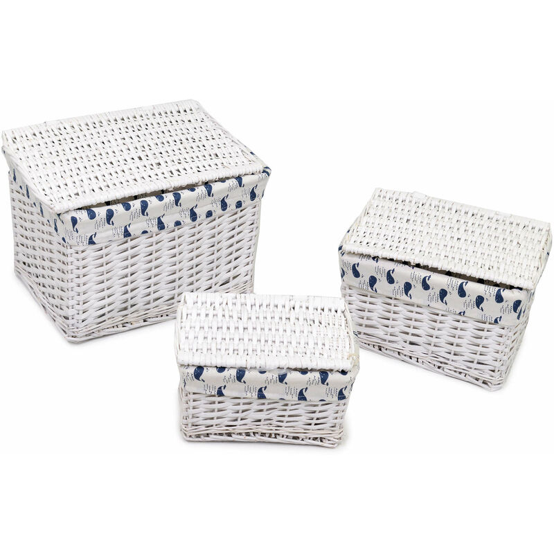 foto del prodotto giordanoshop set 3 scatole in vimini ismaele bianco rettangolare