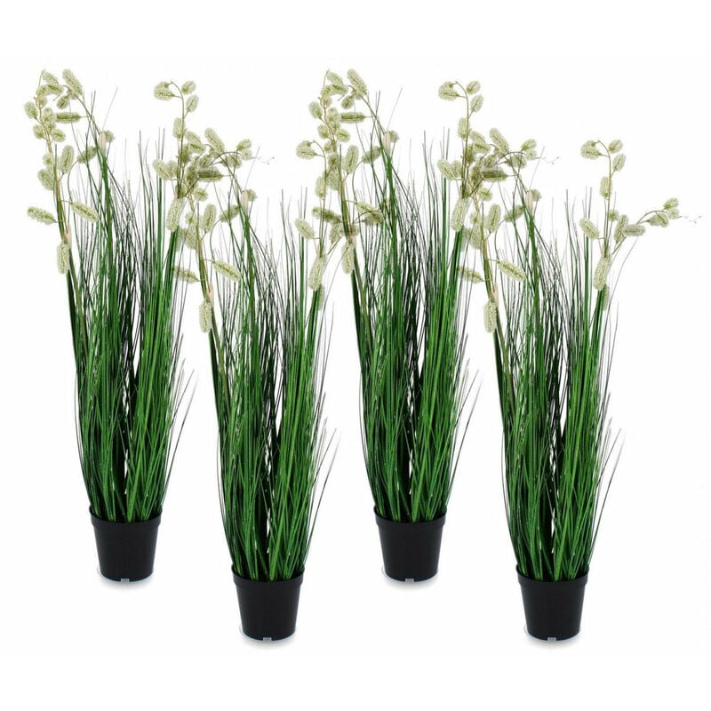 foto del prodotto giordanoshop set 4 piante artificiali con vaso 70x100 cm grevillea in plastica bianco