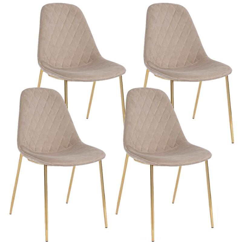 foto del prodotto giordanoshop set 4 sedie 48x55x85 cm in poliestere effetto velluto tortora