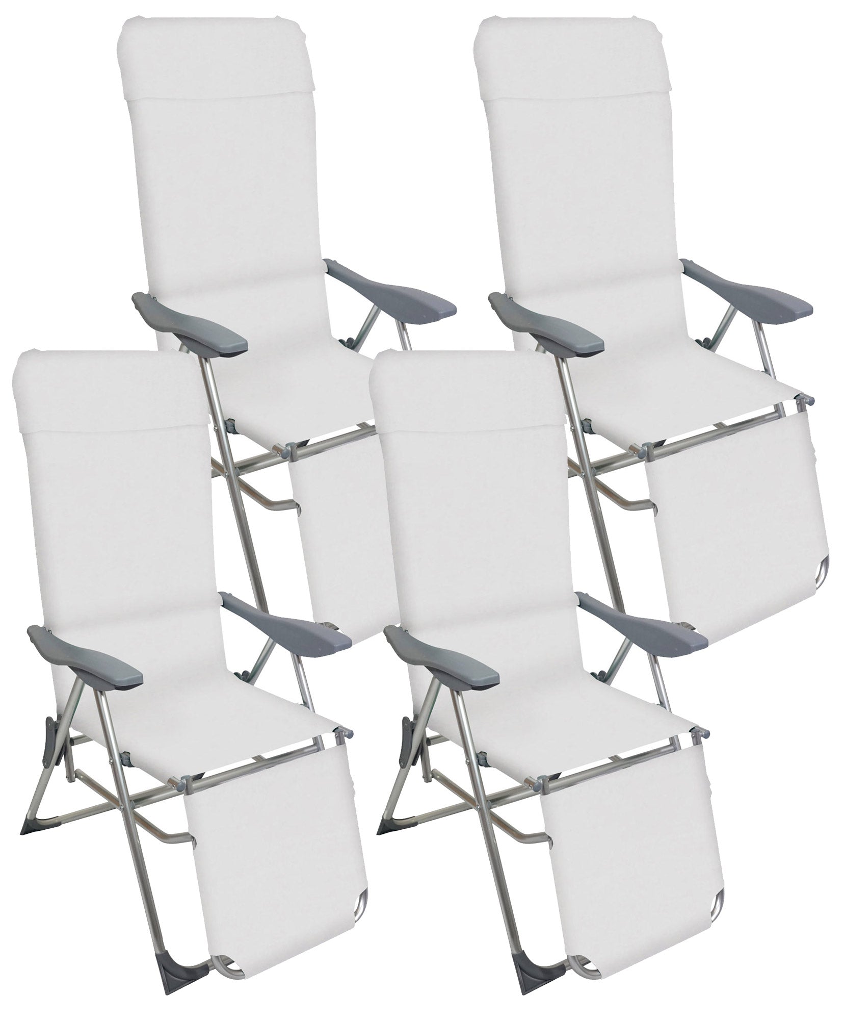 foto del prodotto giordanoshop set 4 sedie a sdraio reclinabili pieghevoli 59x76x109 cm con poggiapiedi in alluminio e textilene a
