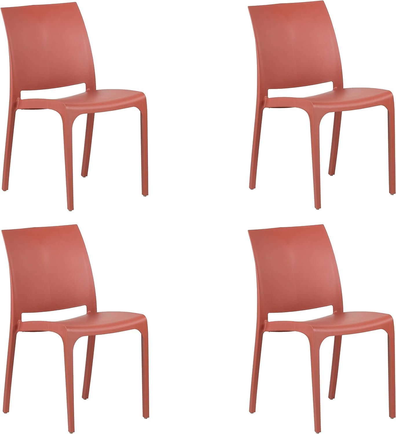 foto del prodotto giordanoshop set 4 sedie da giardino 46x54xh80 cm in polipropilene e fibra di vetro sofia rossa