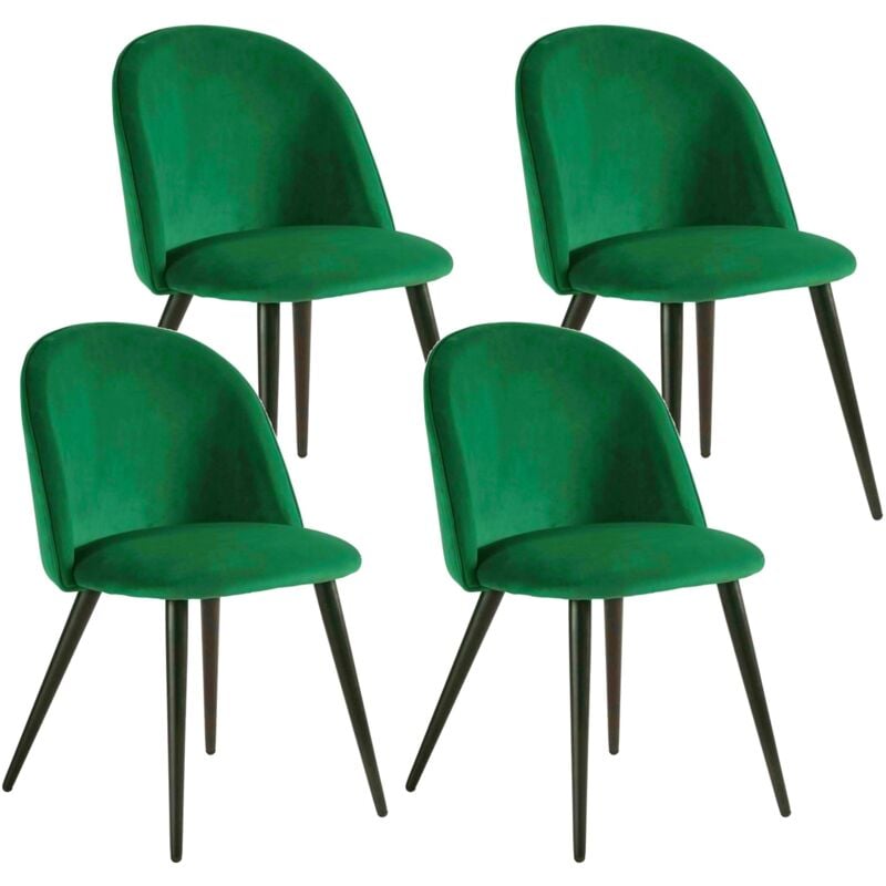 foto del prodotto giordanoshop set 4 sedie imbottite 49x52x79 cm in velluto verde e nero