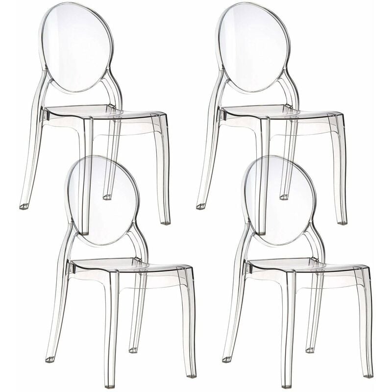 foto del prodotto giordanoshop set 4 sedie impilabili 47x90x50 cm in policarbonato glass trasparente