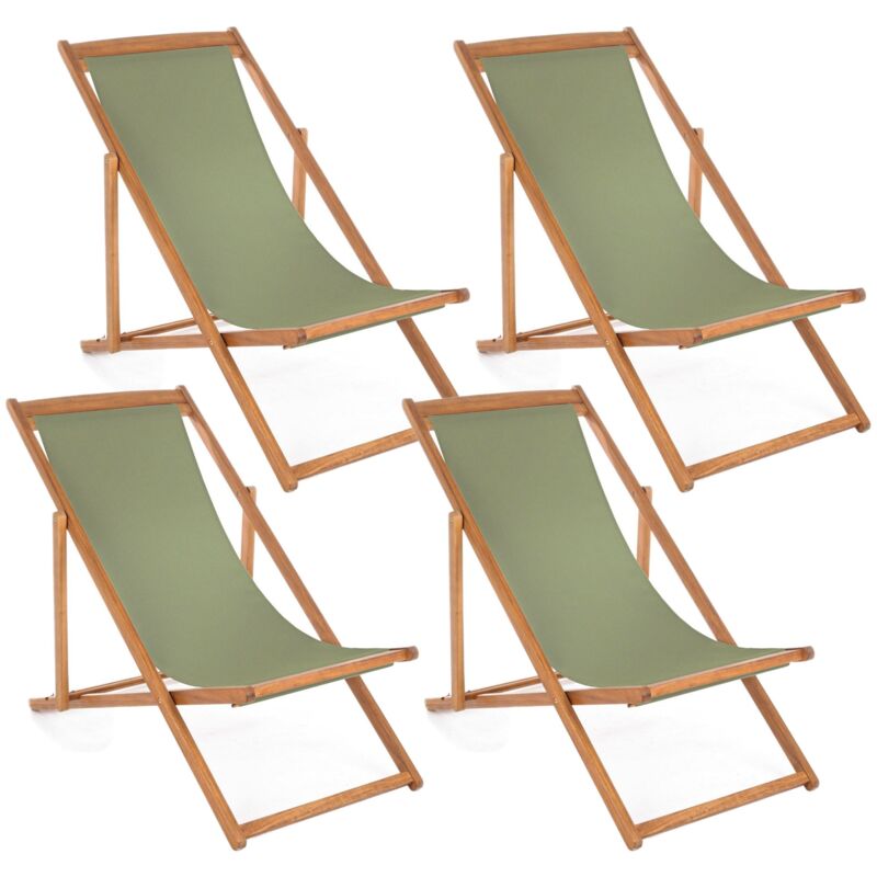 foto del prodotto giordanoshop set 4 sedie sdraio reclinabile pieghevole 60x106x88 cm in legno relax noemi muschio