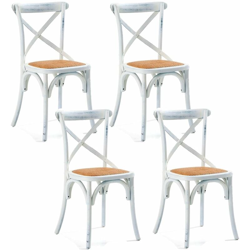 foto del prodotto giordanoshop set 4 sedie seduta in paglia 80x50x52 cm in legno di faggio pompei wood bianco