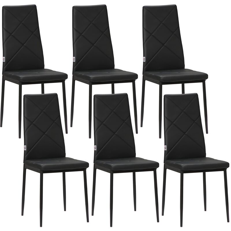 foto del prodotto giordanoshop set 6 sedie da pranzo moderne schienale alto cuciture a diamante 41x50x97 cm nero