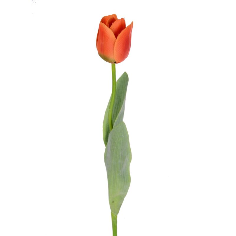 foto del prodotto giordanoshop set 6 tulipani artificiali con foglie altezza 67 cm arancio