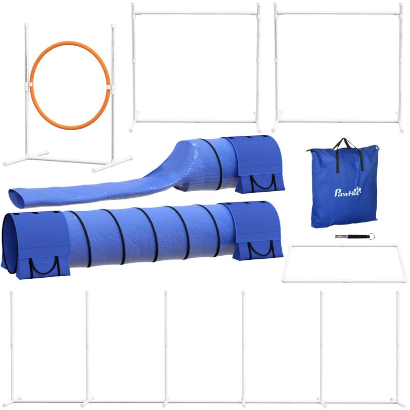 foto del prodotto giordanoshop set addestramento cani da esterno 7 pezzi 89x69x99 cm in plastica e abs bianco arancione blu