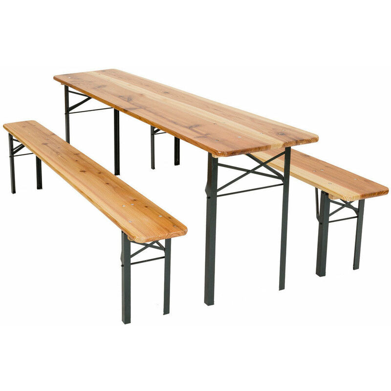 foto del prodotto giordanoshop set birreria da giardino pieghevole in legno tavolo 200x70 cm e 2 panche vorghini