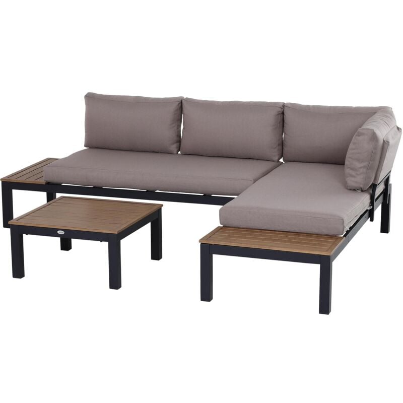 foto del prodotto giordanoshop set da giardino divano angolare e tavolino in alluminio grigio