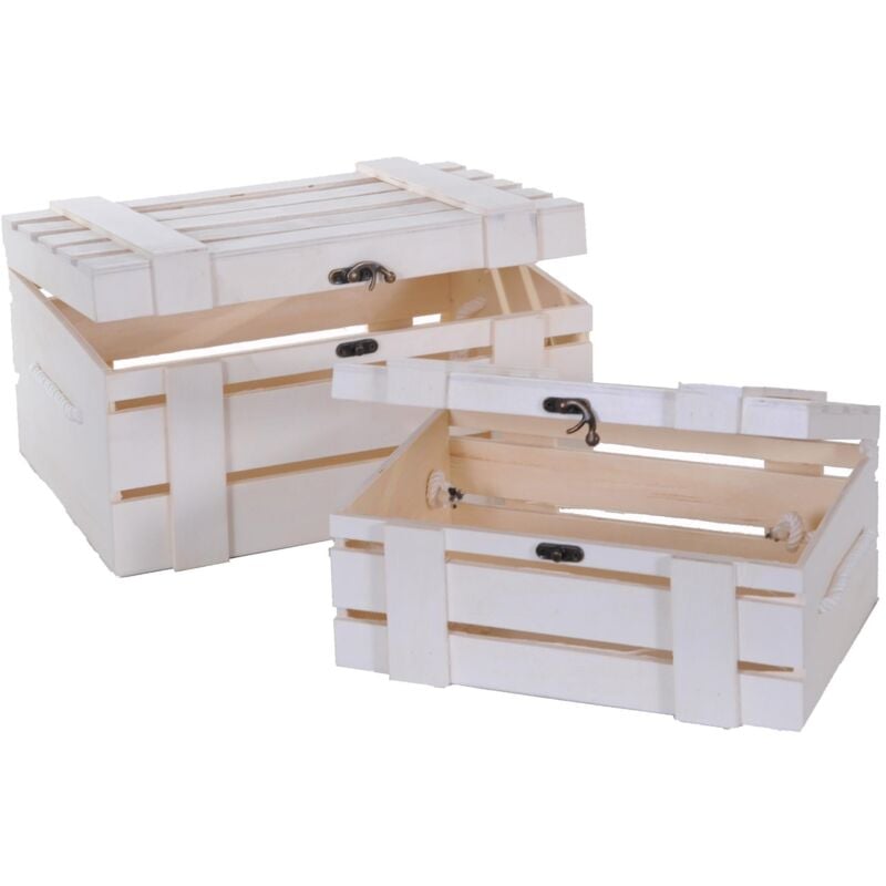 foto del prodotto giordanoshop set di 2 bauli in legno larghezza 32 cm