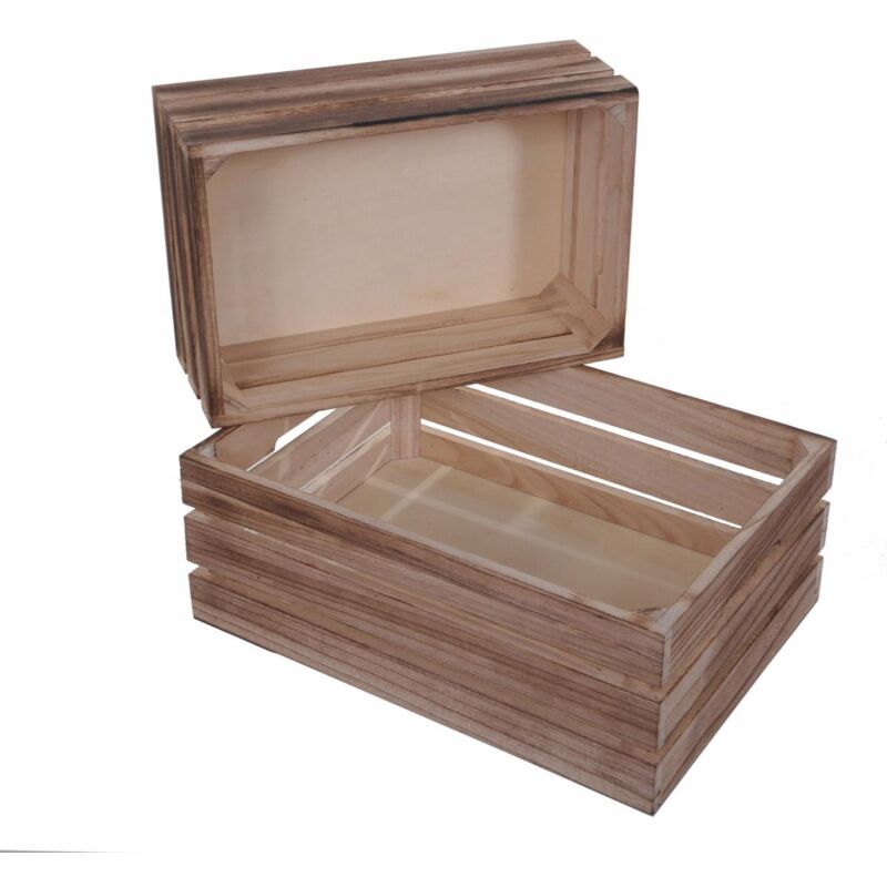 foto del prodotto giordanoshop set di 2 cassetta in legno larghezza 35 cm marrone