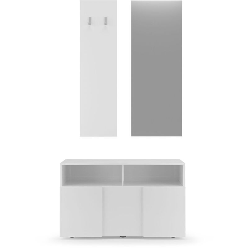 foto del prodotto giordanoshop set ingresso mobile 1 anta a ribalta appendiabiti 91x36x165 cm e specchio 50x110 cm modello dama bianco lucido