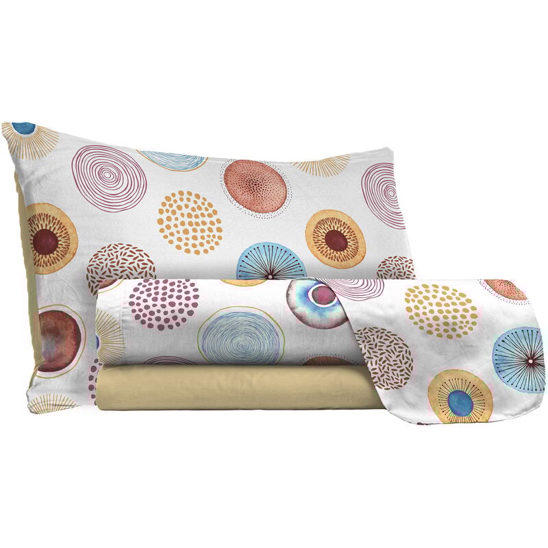 foto del prodotto giordanoshop set lenzuola 1 piazza e mezzo con stampa sopra sotto e federe circle
