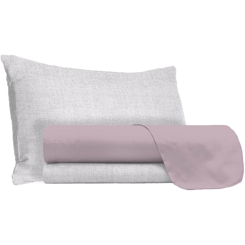 foto del prodotto giordanoshop set lenzuola 1 piazza e mezzo sopra sotto e federe in cotone rosa antico
