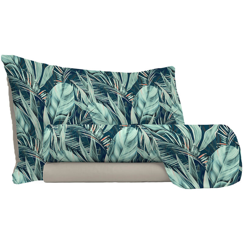foto del prodotto giordanoshop set lenzuola 1 piazza e mezzo sopra sotto e federe in microfibra tropical