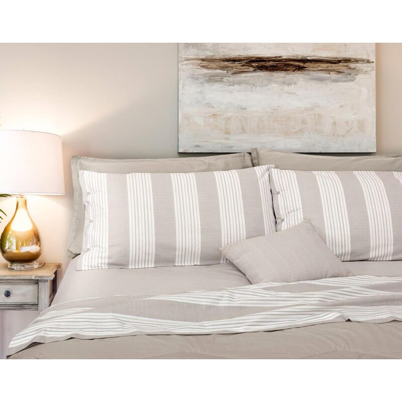 immagine 0 del prodotto giordanoshop set lenzuola cotone 1 piazza e mezzo sopra sotto con angoli e federe cober striped ecru