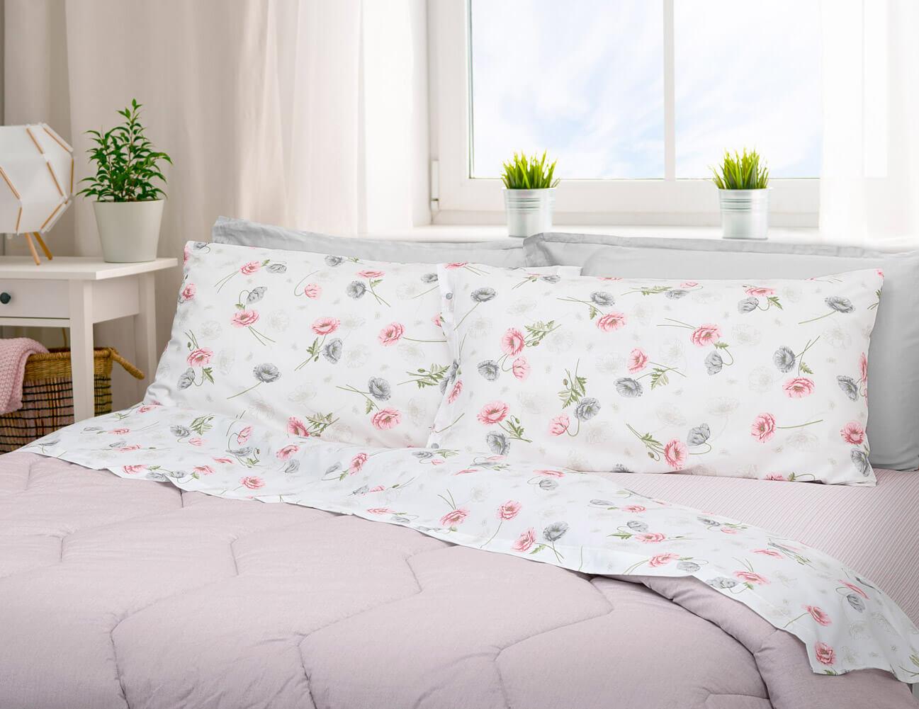 foto del prodotto giordanoshop set lenzuola cotone matrimoniale sopra sotto con angoli e federe cober garden rosa